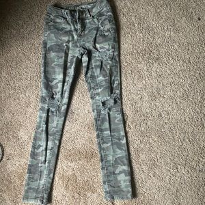 Camouflage jeans.